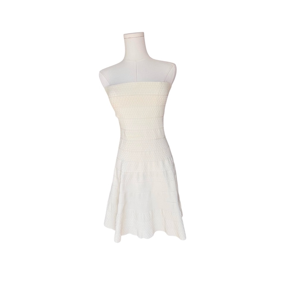 Whitney Eve Cream vintage bandage Y2K  Strapless Fit & Flare Dress S